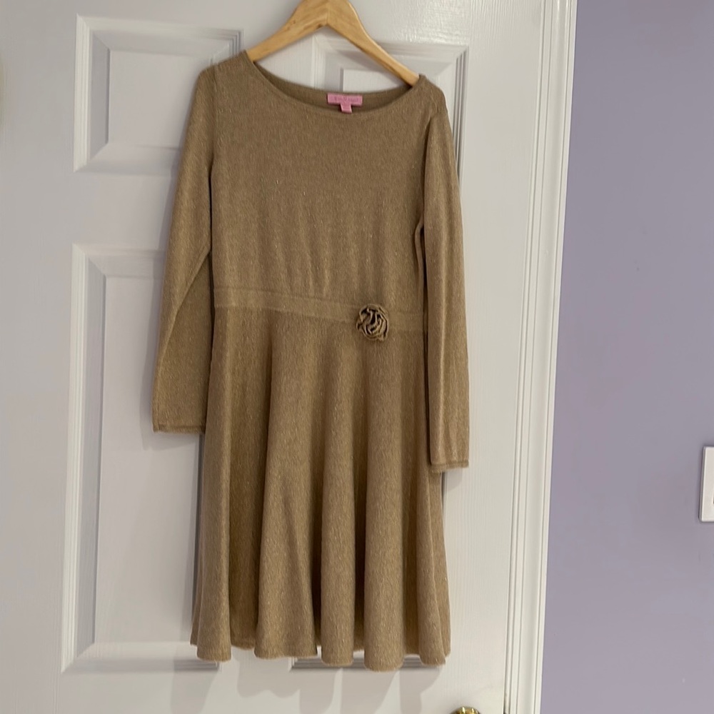 Like New! Lilly Pulitzer gold sparkly knit dress - size 12/14